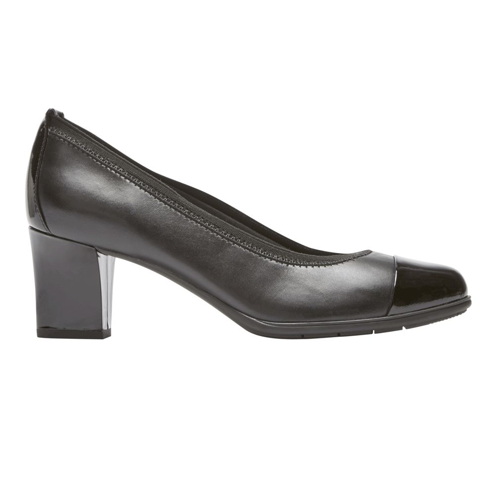 Rockport Total Motion Esty Luxe Cap Toe - Womens Pumps - Black - NZ (AMW-739064)